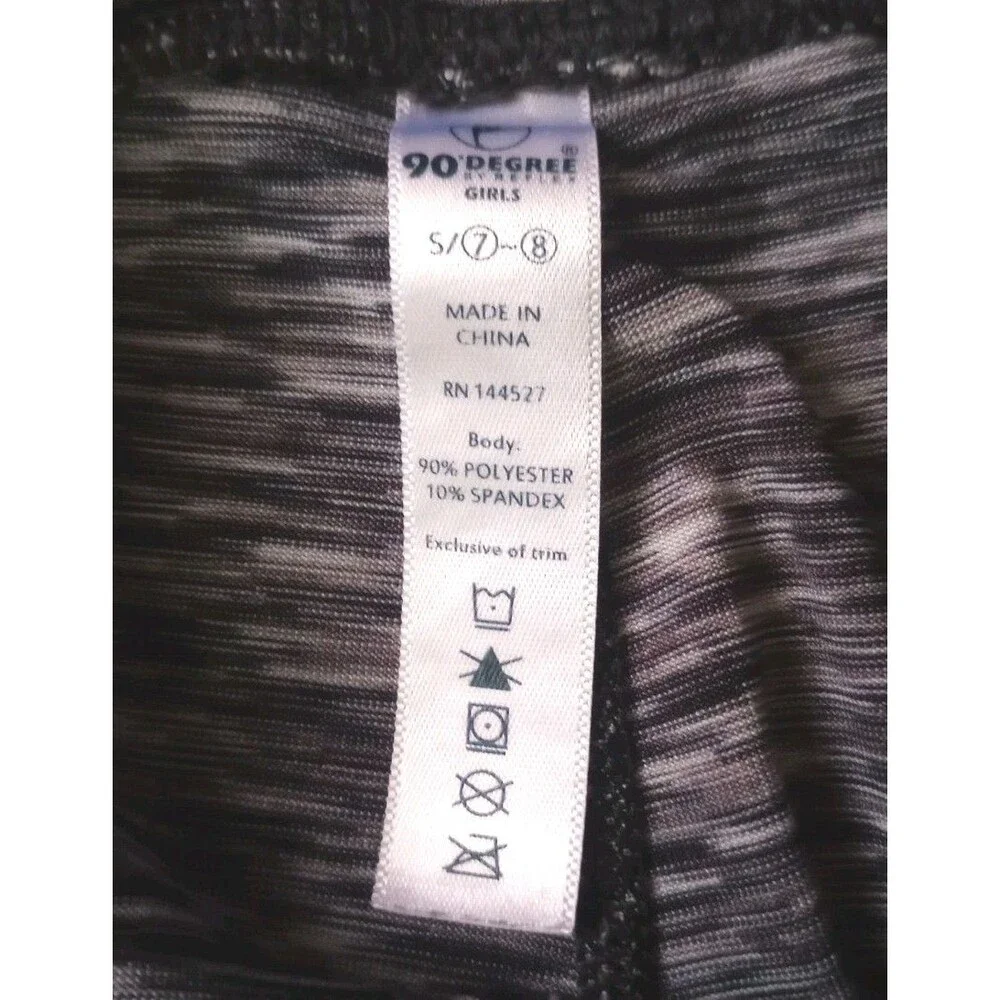 Lot of 3 Leggings Pink Ribbed/Blue/Gray Athletic Pants sz 7/8 Girls